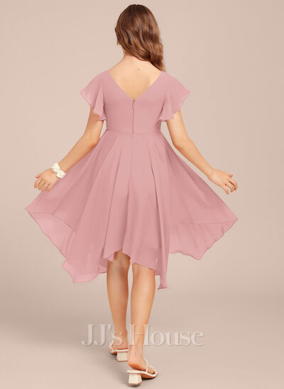 Bridesmaid Formal Dresses Junior Dresses With Sleeves Kerry A-line Chiffon Junior Bridesmaid Dress JJ's House Bridesmaid Formal Dresses Junior Dresses With Sleeves Kerry A-line Chiffon Junior Bridesmaid Dress JJ's House