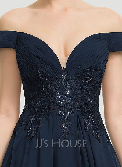 A-Line Off-the-Shoulder Asymmetrical Chiffon Prom Dresses (018192899 ...