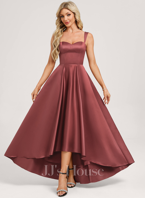 a line sweetheart bridesmaid dress Off-Shoulder Sweetheart Neckline Wedding Dress - Aline Wedding Dress with High Slit main image 1