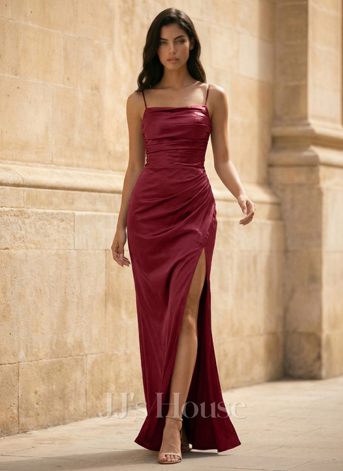 strapless open back dress Stretch Satin V-Neck Sleeveless Bridesmaid Dress| Plus Size main image 1