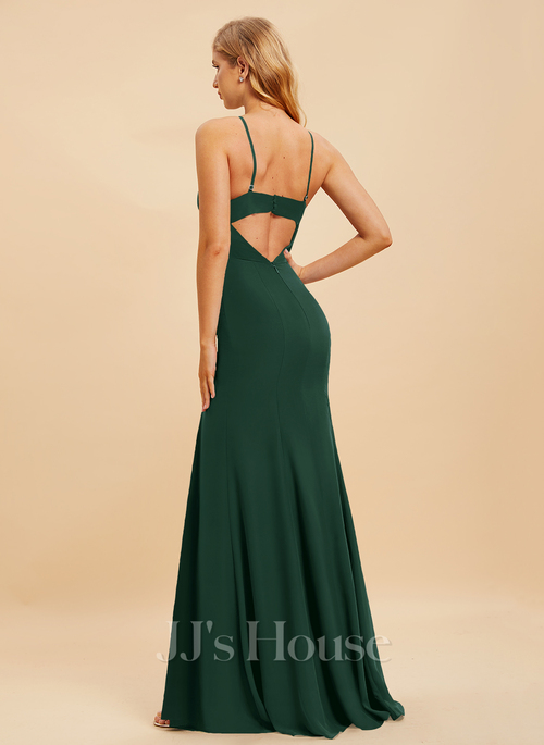 chinese dress ladies Zapaka Women Tahiti Bridesmaid Dress with Ruffles Mermaid Halter Chiffon Long Wedding Party Dress, Tahiti / US12 main image 0