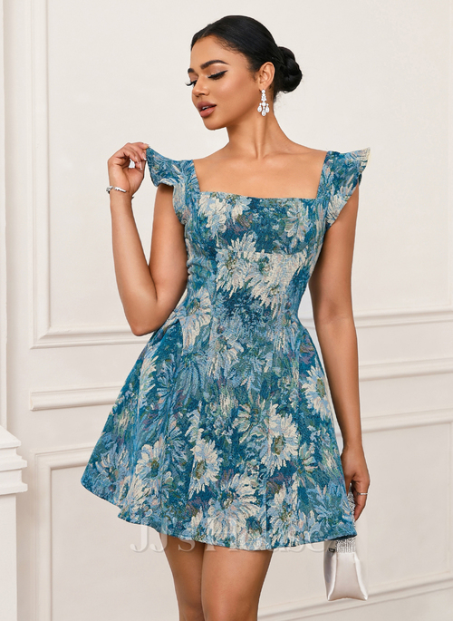blue jacquard mini dress Sheer Grace Strapless Glitter Maxi Dress Powder Blue main image 0