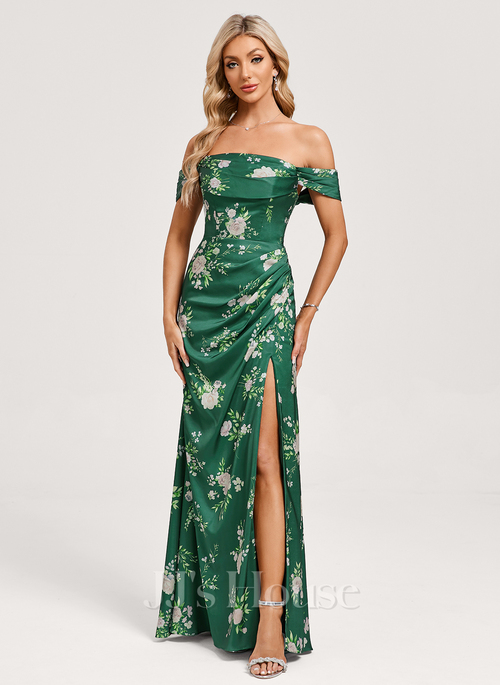 matte satin emerald green bridesmaid dresses GLS Empire Waist Long Prom Dress - Red - XS main image 1