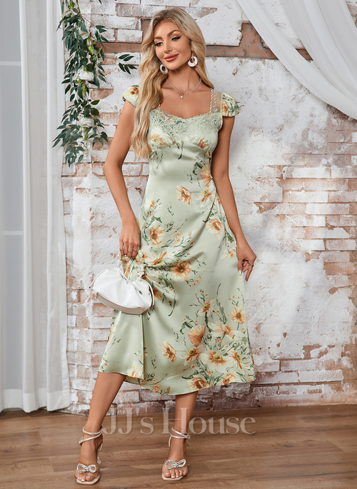 Haylee Floral Print Satin Midi Dress | JJ's House Haylee Floral Print Satin Midi Dress | JJ's House