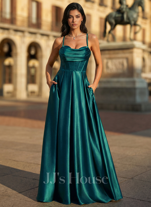 JJ's House A-line Sweetheart Floor-Length Stretch Satin Prom Dress 2026 - Size: 06, Peacock, Green JJ's House A-line Sweetheart Floor-Length Stretch Satin Prom Dress 2026 - Size: 06, Peacock, Green