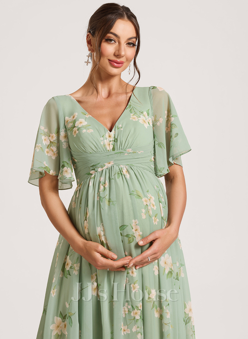 Kalene A-line Ruffle Chiffon Maternity Bridesmaid Dress | JJ's House