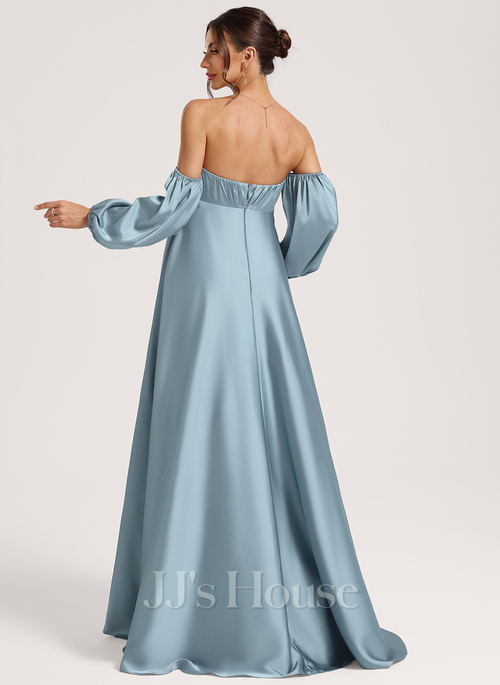blue satin maternity dress Metallic Blue Baby Shower Gown with drape Neckline, Pregnant Guest Outfit XL / Mint