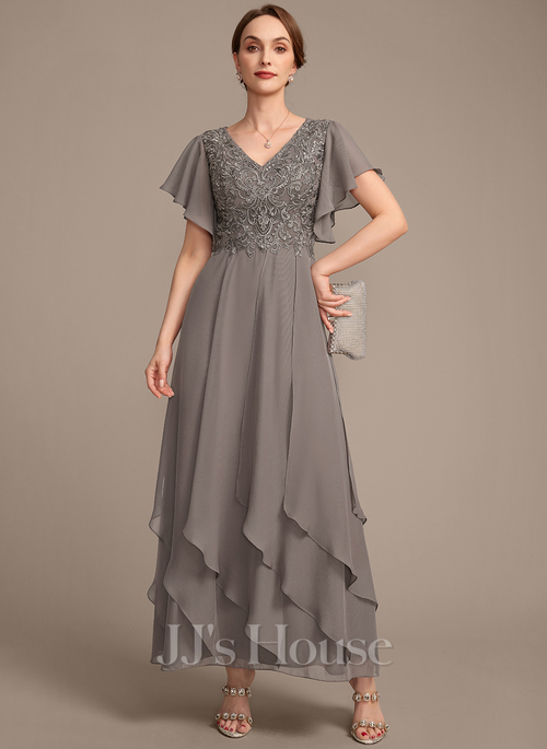 chinese dress ladies Sheath-Column Maxi Chiffon Elegant Mother Bride Dresses COCOMELODY CM0275, Champagne main image 1