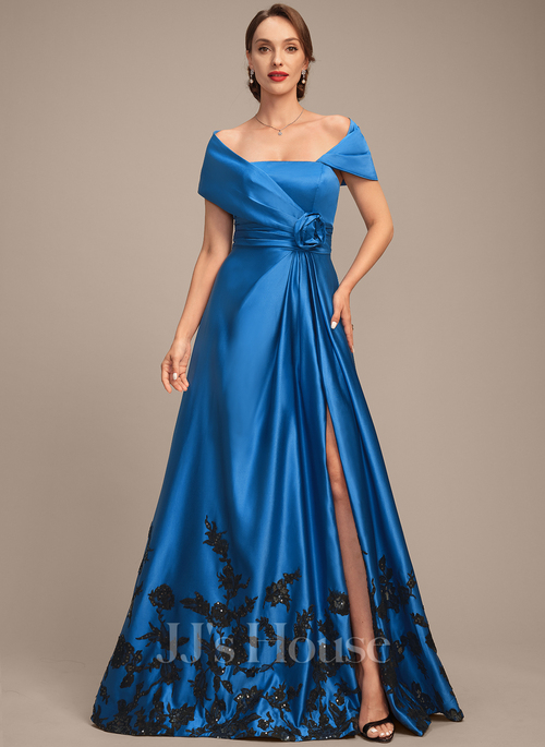 Zlata A-line Off the Shoulder Sequins Satin Mother of the Bride Dress | JJ's House Zlata A-line Off the Shoulder Sequins Satin Mother of the Bride Dress | JJ's House