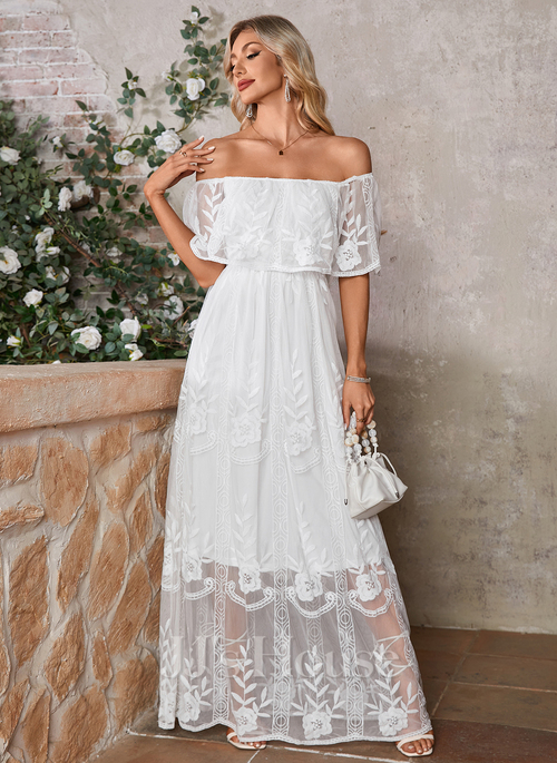 Daleysa A-line Off the Shoulder Lace Wedding Dress | JJ's House