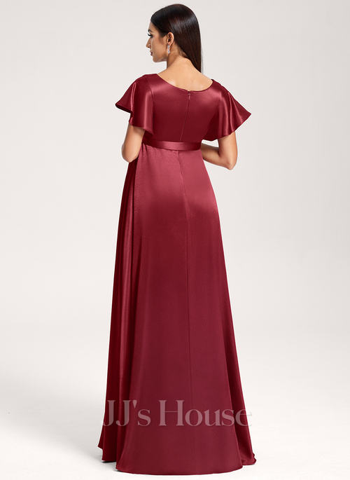 Iudita A-line Ruffle Stretch Satin Maternity Bridesmaid Dress | JJ's House