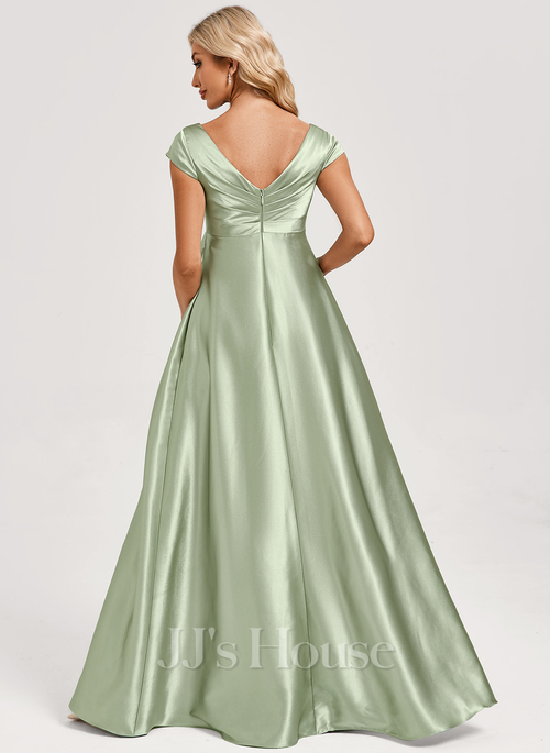 long sleeve bridesmaid dresses purple Stretch Satin V-Neck Sleeveless Bridesmaid Dress| Plus Size main image 1