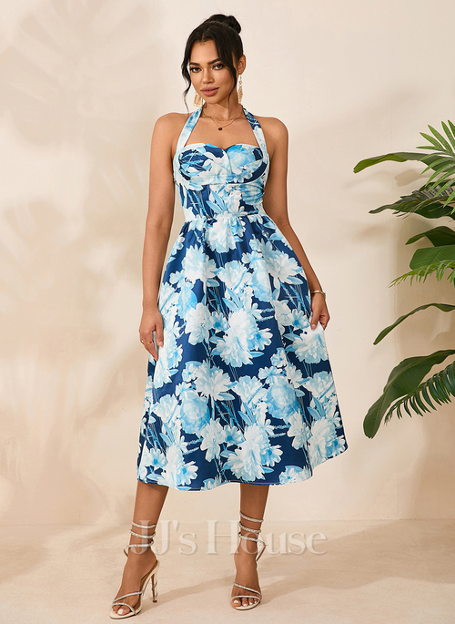 green halter top dress Emerald Green Satin A-line Halter Top Open Back Homecoming Dresses Sho