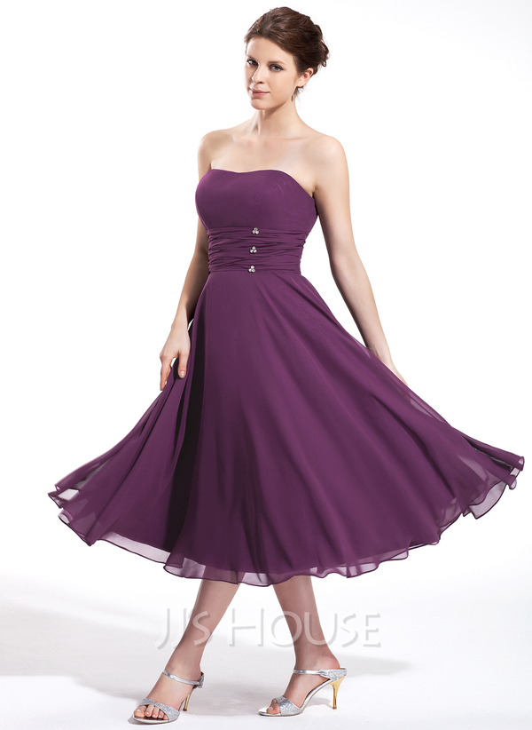 Ruffle Straps Empire Sweetheart Chiffon Bridesmaid Dresses Fuchsia main image 0