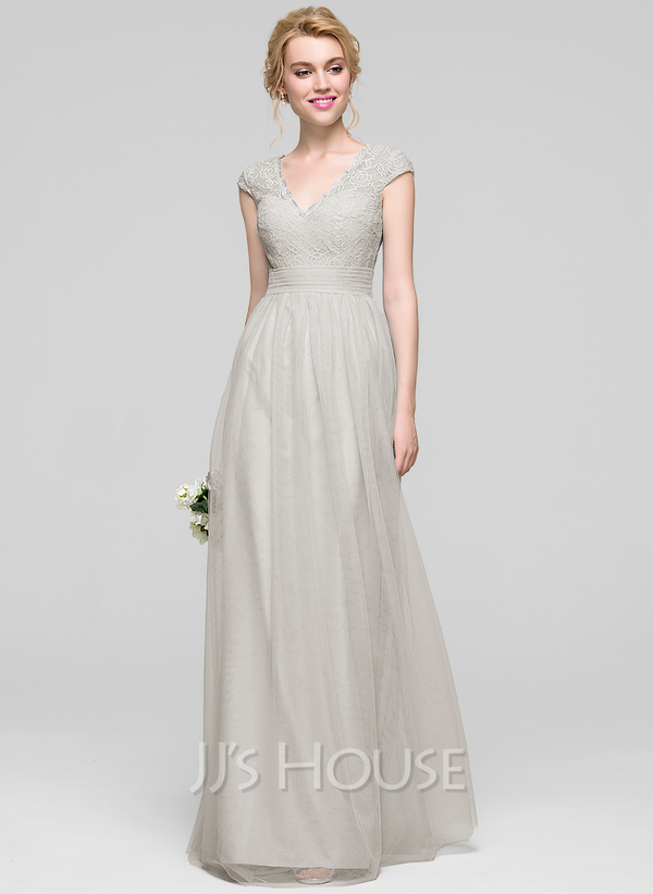 Long Bridesmaid Dress, V-Neck Bridesmaid Dress, Tulle Bridesmaid Dress, A-Line Dress for Wedding, 3/4 Sleeve Bridesmaid Dress, Beading Bridesmaid Dress, LB0385