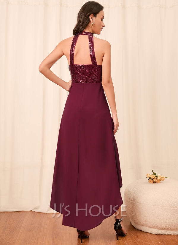Ball Gown High Neck Ankle-Length Cocktail Dresses With Bowknot Sexy main image 1