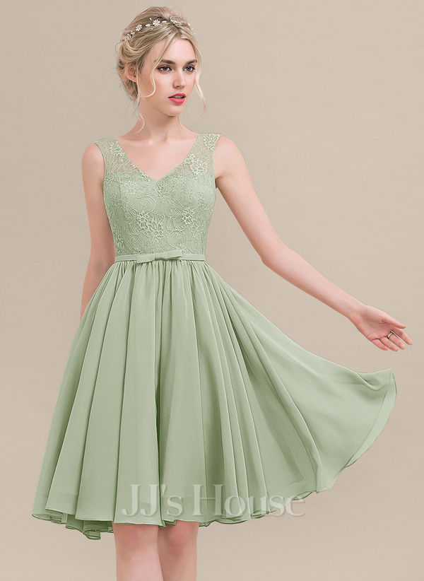 Sage Green Knee Length Dress