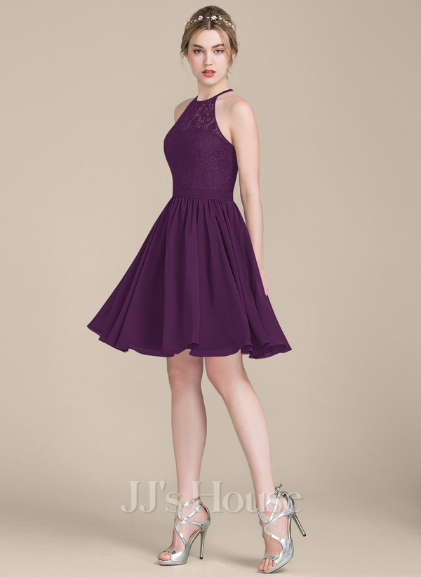 G541 Lace Chiffon A-line Dress