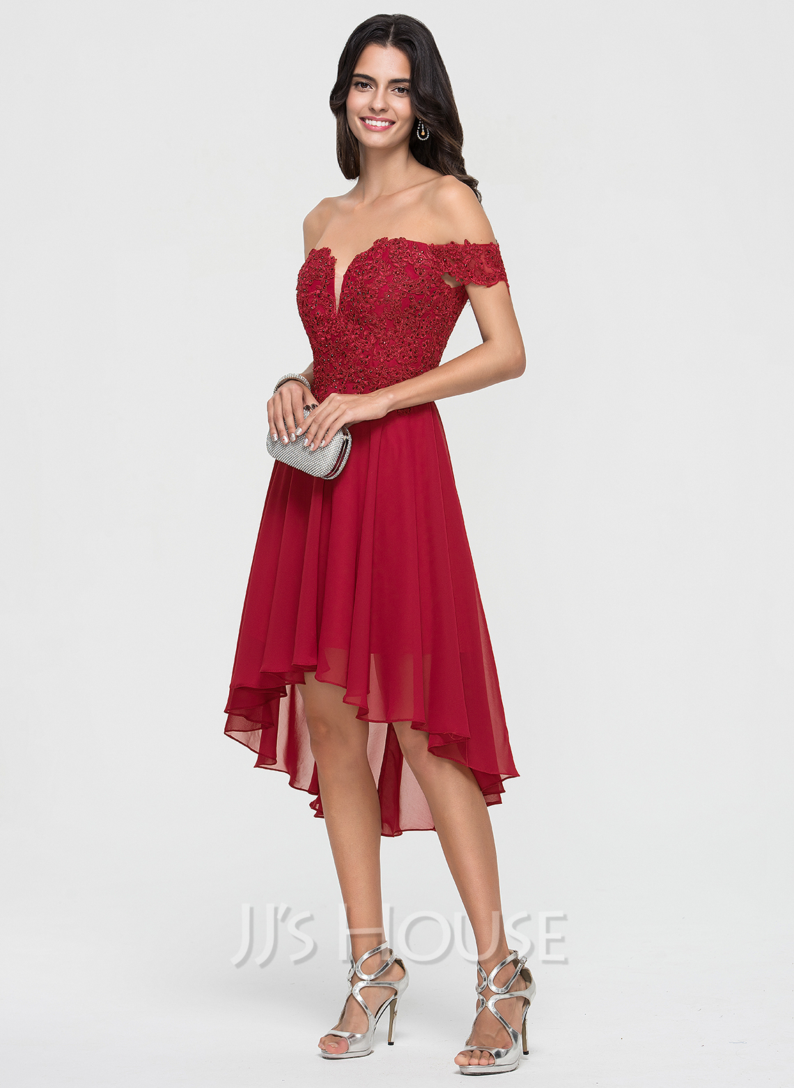 A-Line Off-the-Shoulder Asymmetrical Chiffon Homecoming Dress ...