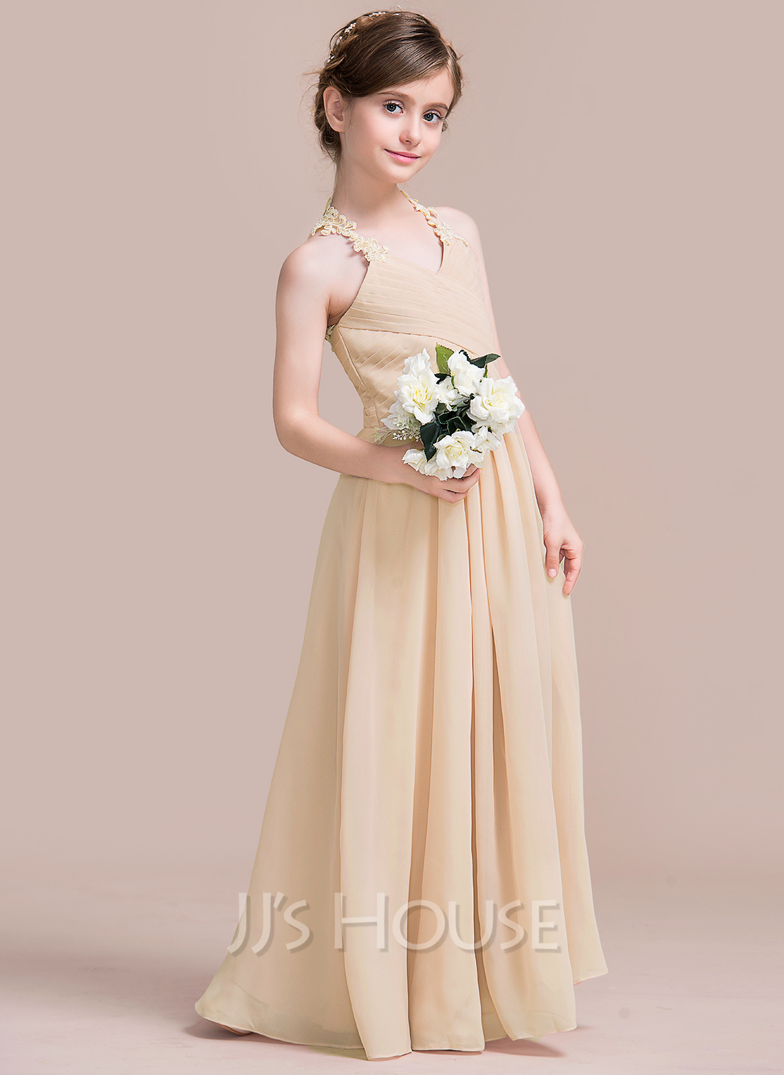 TTYAOVO Meisjes Vloerlengte Kant Prinses Feest Bruiloft Bruidsmeisjes Jurken Maat160 (12-13 jaar) 406 Rood-T