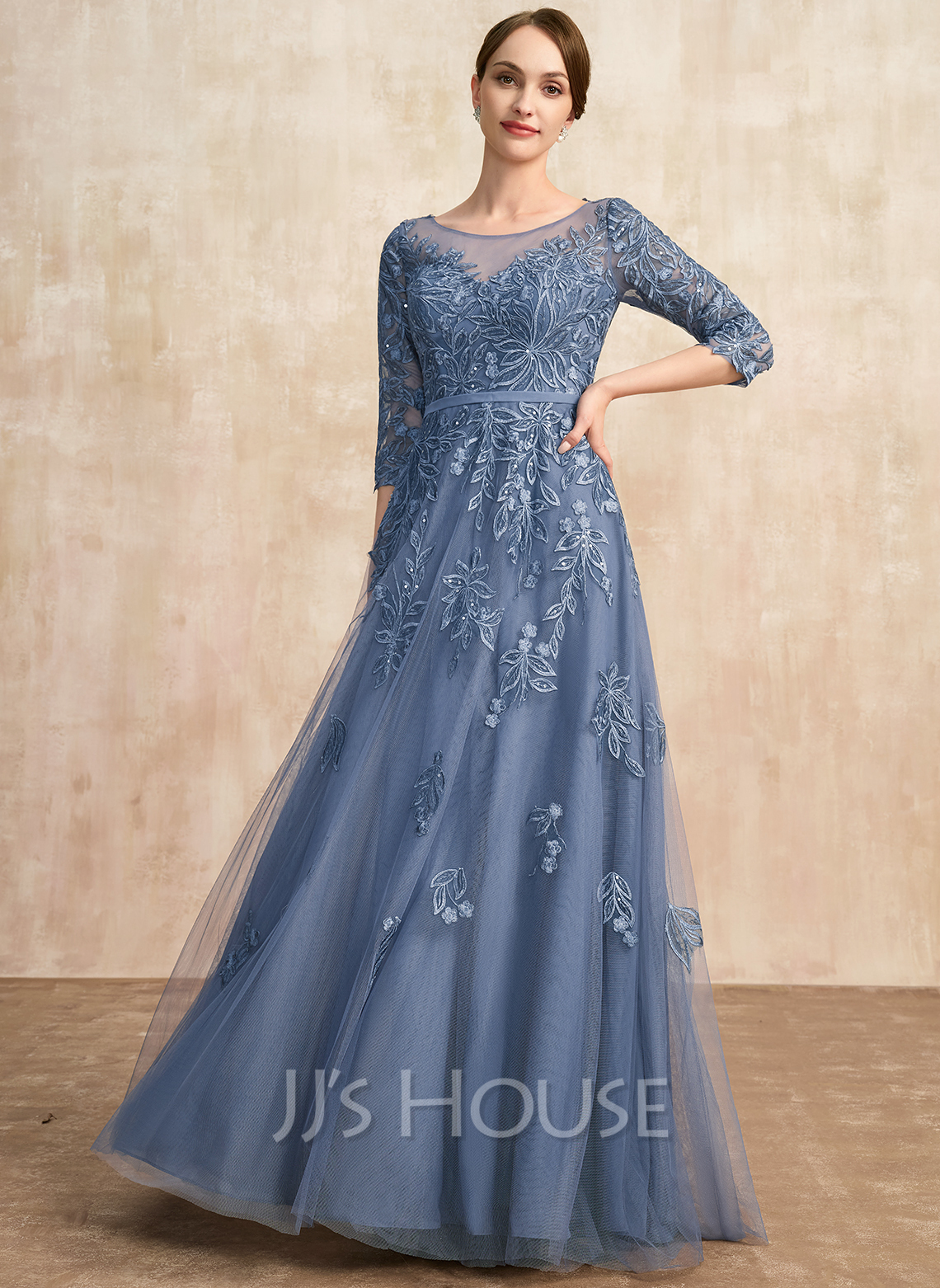 Glitter Jersey Scoop Sleeveless A-line Floor Length Mother of the Brides Dresses main image 1