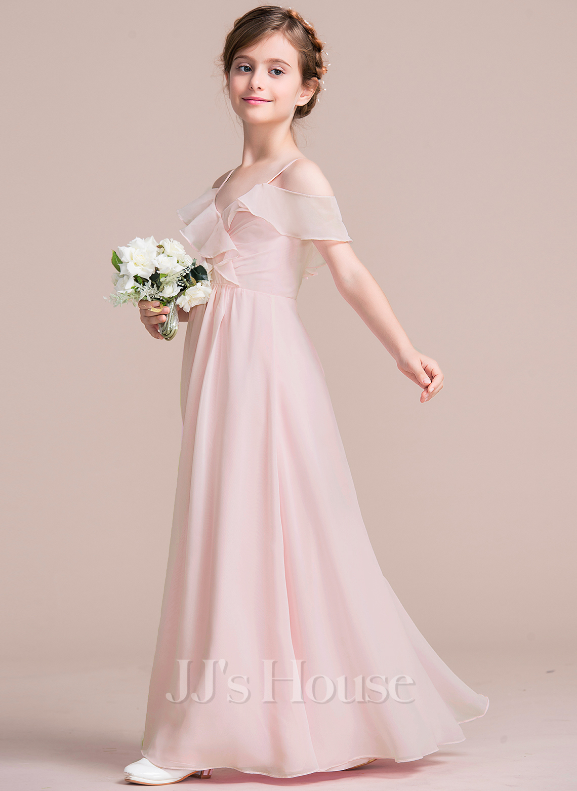 A-Line/Princess V-Neck Sleeveless Bow Junior Bridesmaid Dresses main image 0