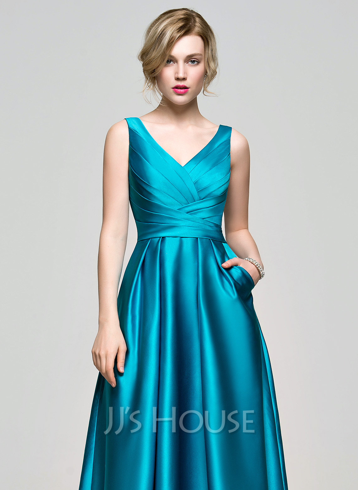 Ball-Gown/Princess Straight Floor-Length Satin Prom Dresses