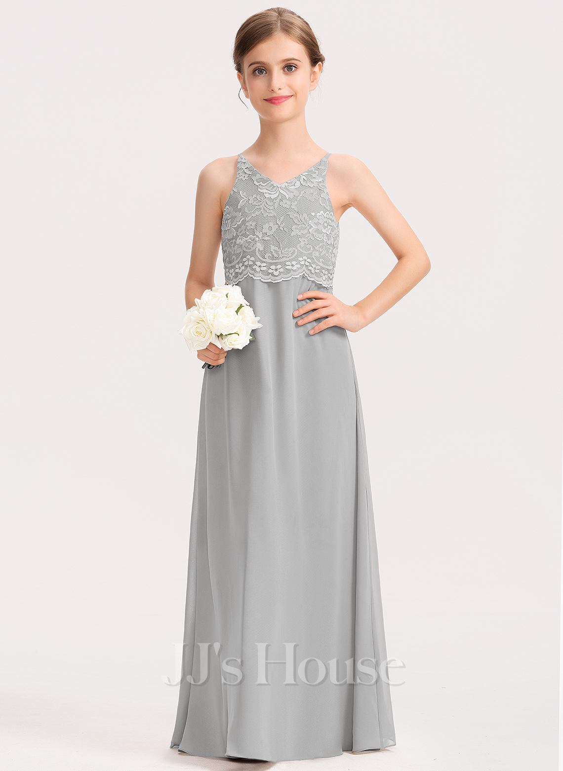 V-neck A-line Chiffon Junior Bridesmaid Dresses Cabernet