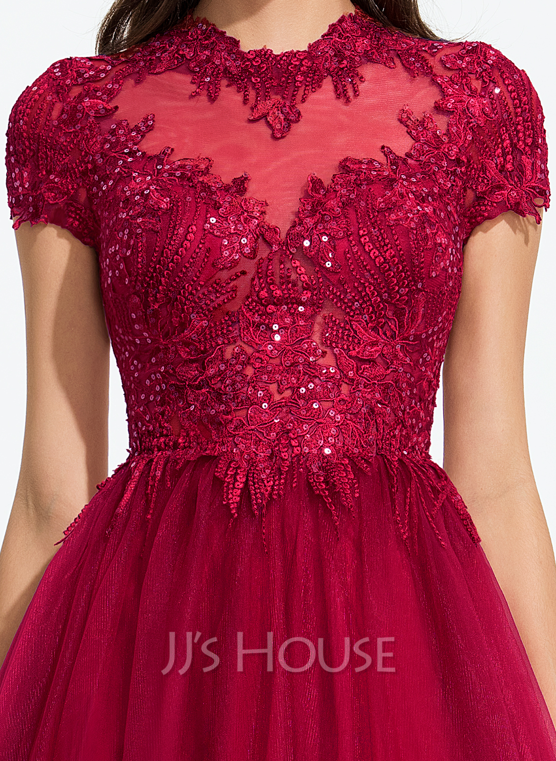 Ball-Gown/Princess Scoop Floor-Length Tulle Maxi Dresses With Rhinestone Beading main image 1