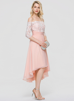 A-Line Off-the-Shoulder Asymmetrical Chiffon Cocktail Dress (016197202 ...
