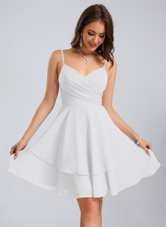 V-Neck Spaghetti Straps Chiffon Dress