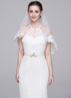 Two-tier Lace Applique Edge Wedding Veil Waterfall OV11