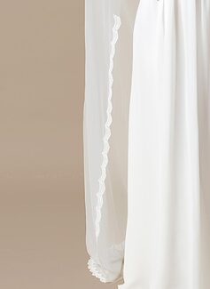 One-tier Cut Edge Voile Chapel Veils with Bow CV0265 main image 0