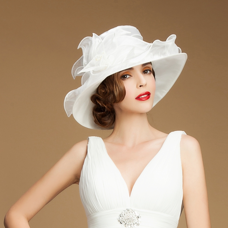 Women's Kentucky Derby Bowler Church Cloche Hat Organza Bridal Dress Cap Brown Cw180c08ss3