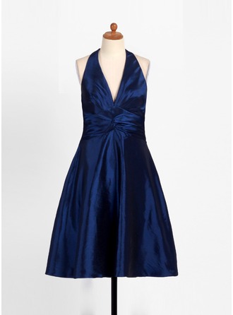 A-Line/Princess Halter Sleeveless Rhinestone Junior Bridesmaid Dresses main image 1