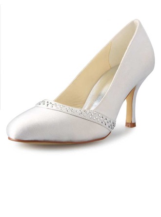 Stiletto Heel Satin Closed Toe Rhinestone High Heels OS104
