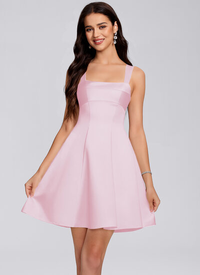 Square Ruched Satin Dress