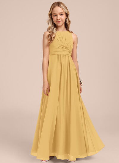slim fit dress slacks Long Princess Tulle Lace Junior Bridesmaid Dress with Bow main image 1