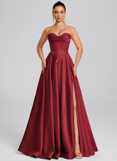 Sweetheart Appliques Lace Satin Dress