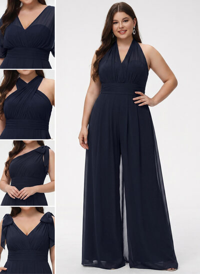 Halter Chiffon Maxi Jumpsuit