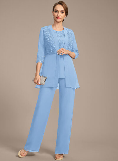 Tailleur-pantalon avec paillettes en dentelle