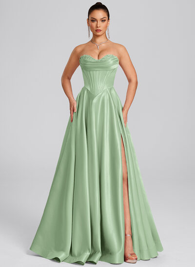Sweetheart Appliques Lace Satin Dress