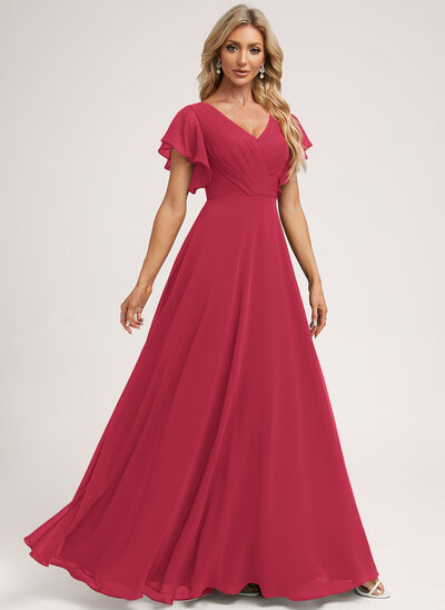 A-line Ruffle Chiffon Dress