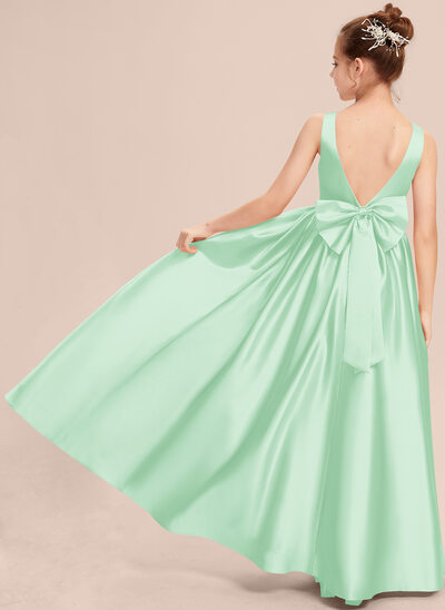 Cross Shoulder Strap Junior Bridesmaid Dresses Mint Green main image 0