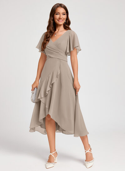 Robe midi avec volants en cascade en mousseline