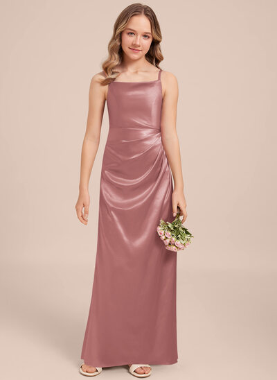 desert rose satin bridesmaid dresses Desert Rose Satin V-Neck Bridesmaid Dress A-Line Floor-Length main image 0