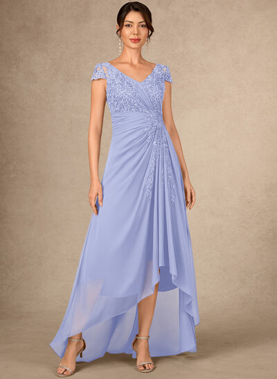 A-line V-Neck Sequins Lace Dress
