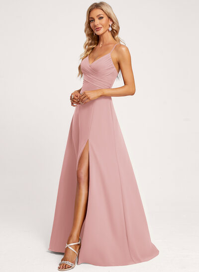 strapless open back dress Simple Straps Dusty Pink Long Cheap Bridesmaid Dresses Online,MBD112 –  Musebridals main image 0