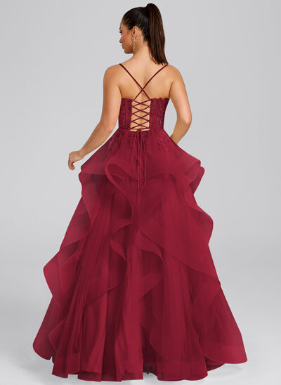 strapless open back dress Off-the-Shoulder Gold Lace Burgundy Ball Gown 7024BU – Sparkly Gowns