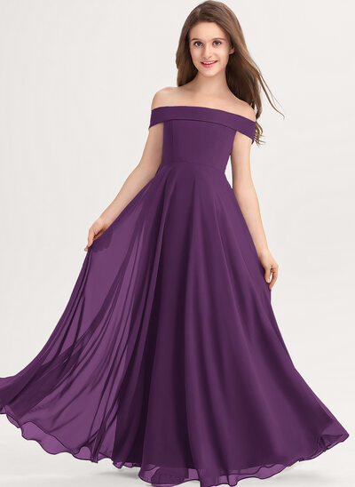 Cute One ruffle Shoulder Junior Bridesmaid Dresses Tahiti main image 0